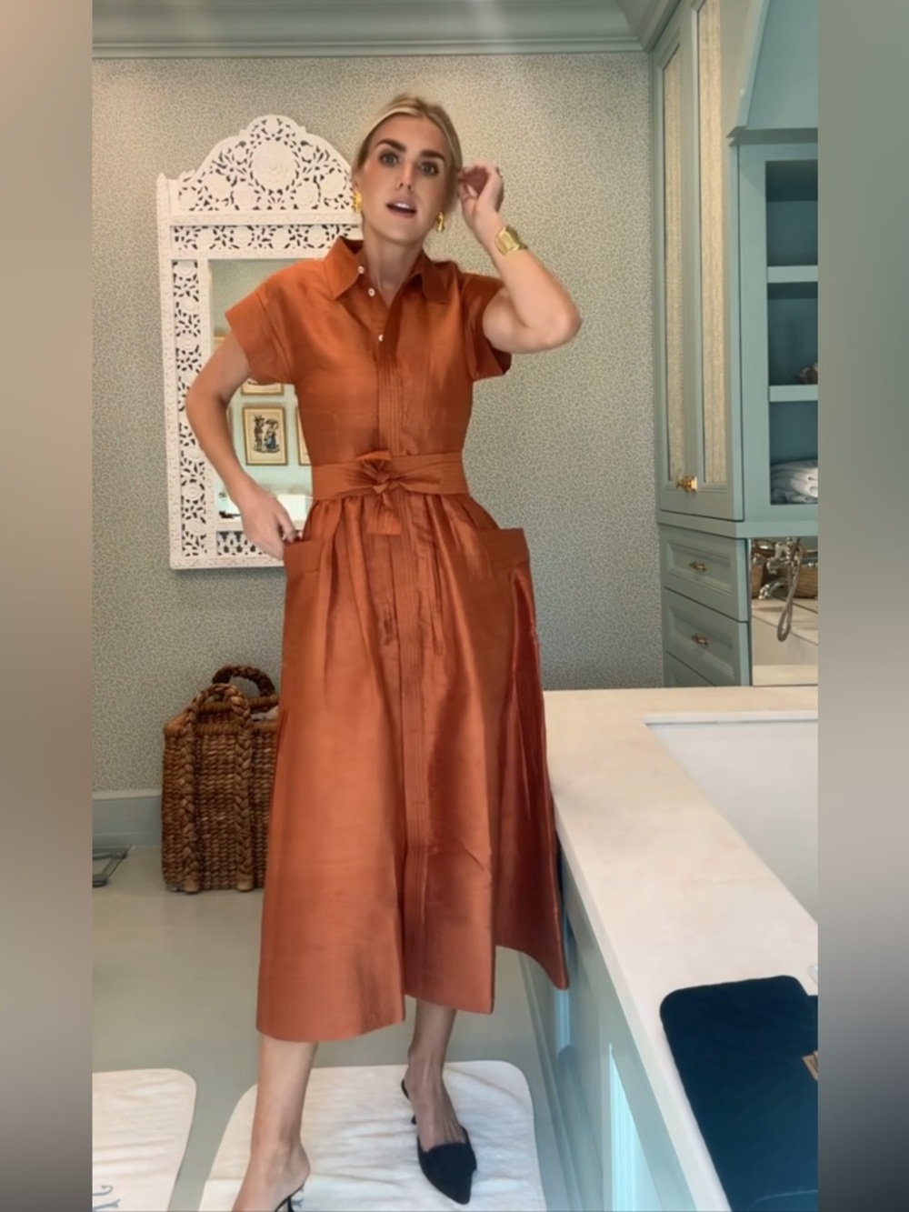 Julia Amory Betty Dress Dupioni - Copper Size Small NWT - Picture 5 of 10